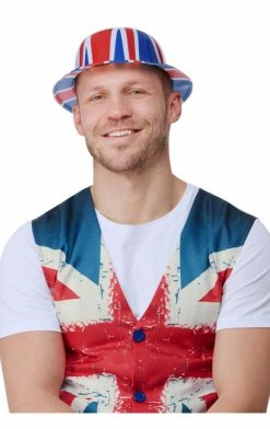 Generic Adult Unisex Plastic Union Jack Bowler Hat