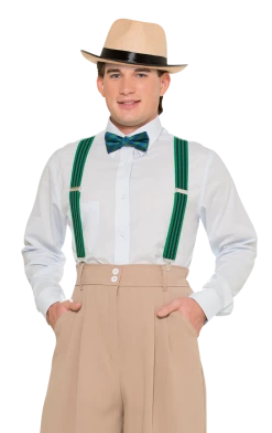 Morris Costumes Green Striped Braces