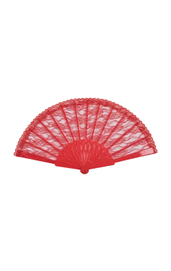 Bristol Novelty Red Lace Fan Accessory 1920's