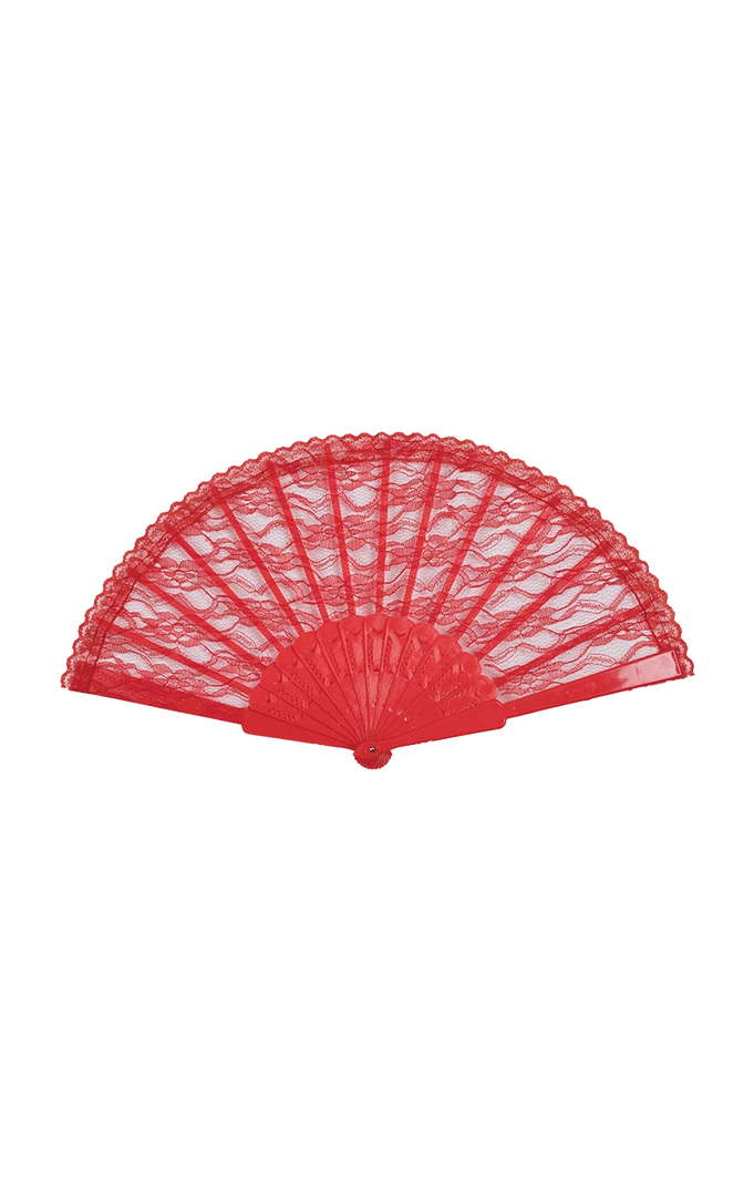 Bristol Novelty Red Lace Fan Accessory 1920's
