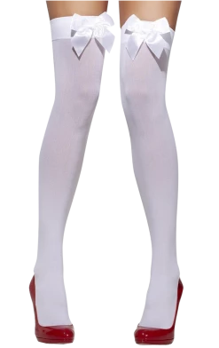 Smiffys Angels Thigh High White Bow Stockings