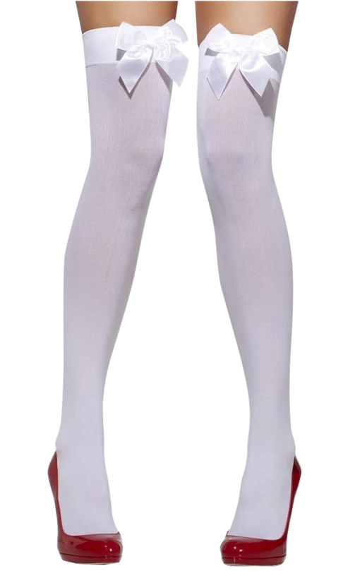 Smiffys Angels Thigh High White Bow Stockings