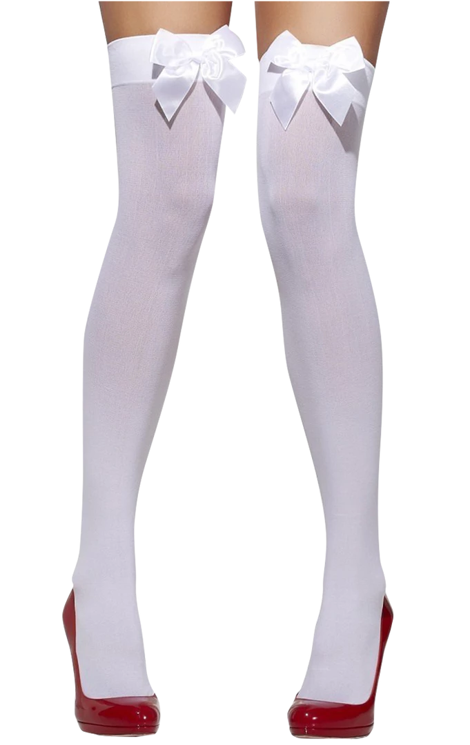 Smiffys Angels Thigh High White Bow Stockings