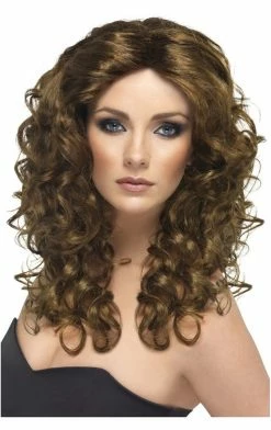 Smiffys Brown Glamour Wig All Accessories