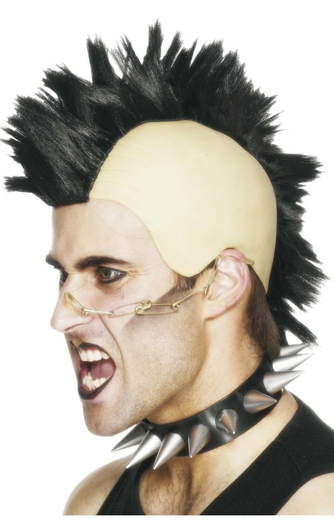 Smiffys Black Mohican Wig Punk