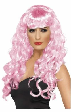 Smiffys Siren Long Pink Wig Mermaids