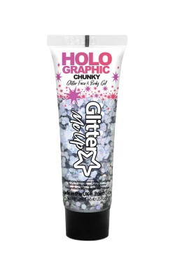 PaintGlow Silver Holographic Chunky Glitter Gel