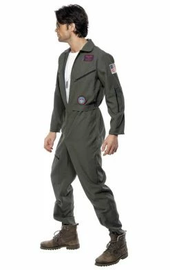 Smiffys Military Mens Top Gun Pilot Jumpsuit Costume