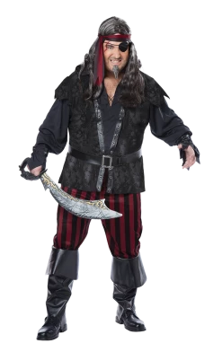 California Costumes Book Characters Mens Plus Size Ruthless Rogue Pirate Costume