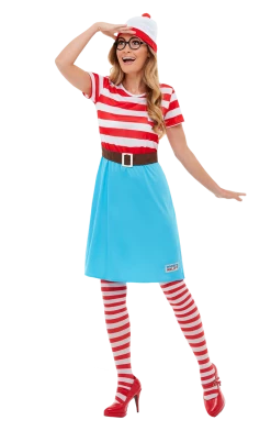 Smiffys Book Characters Adult Where's Wally? Wenda Dress Costume
