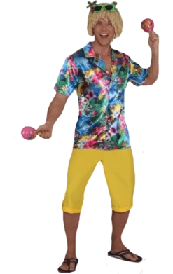 Orlob Adult Mens Yellow Shorts Hawaiian