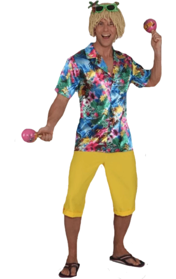 Orlob Adult Mens Yellow Shorts Hawaiian