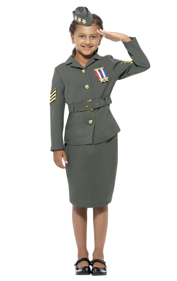 Smiffys Military Kids WW2 Army Girl Costume