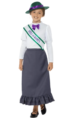 Smiffys British / UK Kids Victorian Suffragette Costume