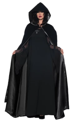 Underwraps Halloween 63'' Black Velvet & Satin Cape