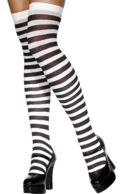 Smiffys Black & White Striped Stockings Clowns