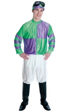 Fun Shack Mens Green And Purple Jockey Costume