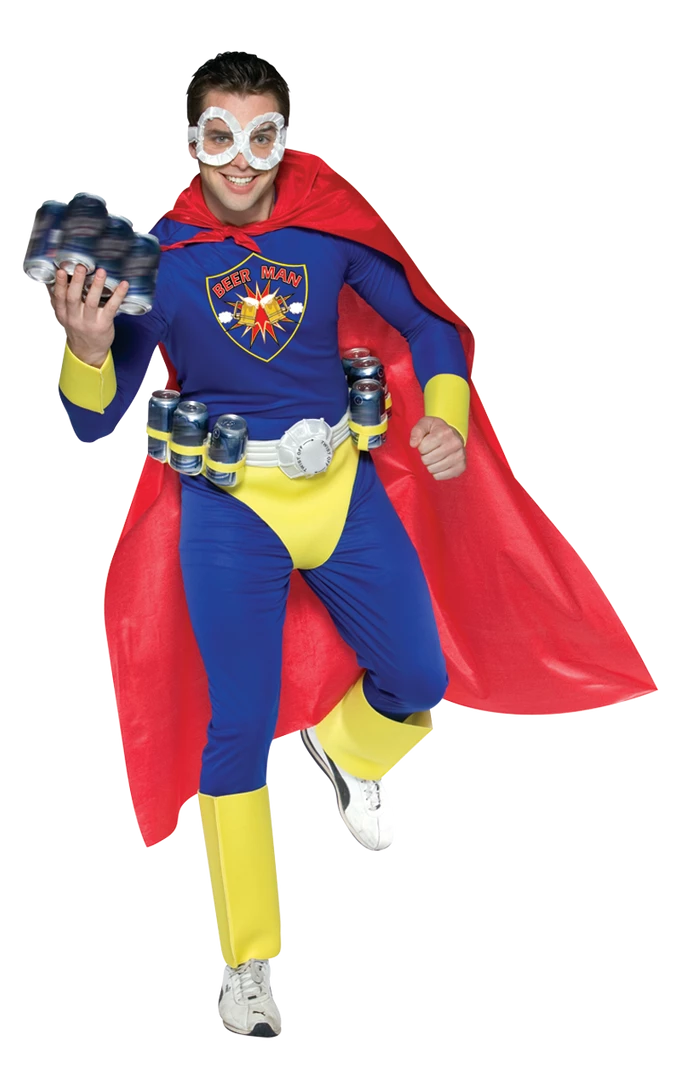 Rasta Imposta Mens Beer Man Superhero Costume Novelty