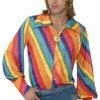 Smiffys Mens 70s Rainbow Coloured Shirt Costumes Under £20