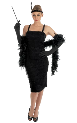 Generic All Decades /Era Costumes Black Roaring 20s Girl Costume