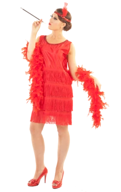 Generic All Decades /Era Costumes Ladies Roaring 20s Red Flapper Dress