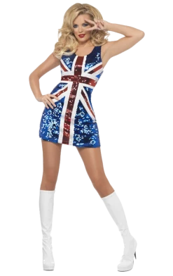 Smiffys Around The World Womens Sequin Union Jack Costume