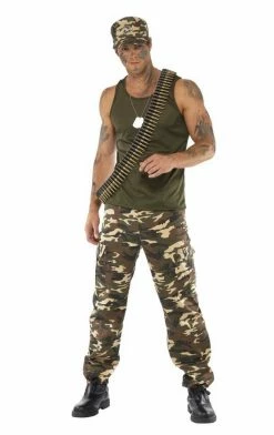 Smiffys Military Mens Khaki Camo Soldier Costume