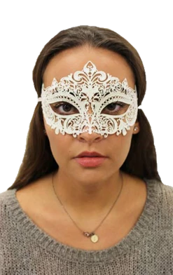 Generic Masquerade Ball White Metal Masquerade Facepiece