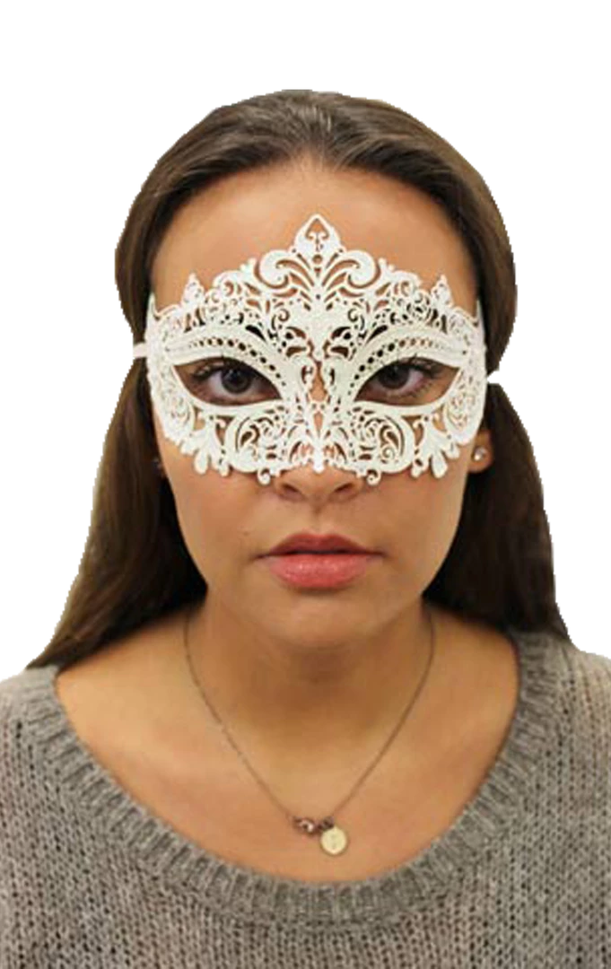 Generic Masquerade Ball White Metal Masquerade Facepiece