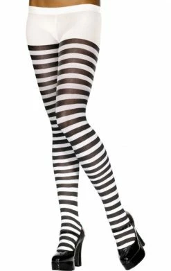 Smiffys Black & White Striped Tights