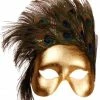 Generic Gold Masquerade Mask With Feathers