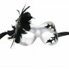 Generic Silver Masquerade Facepiece With Black Feather
